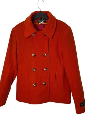 NWT Lauren Ralph Lauren Women"s Wool Peacoat Jacket in Burnt Orange Size 8